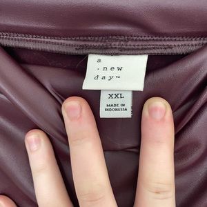 A new day pleather burgundy pants with slit